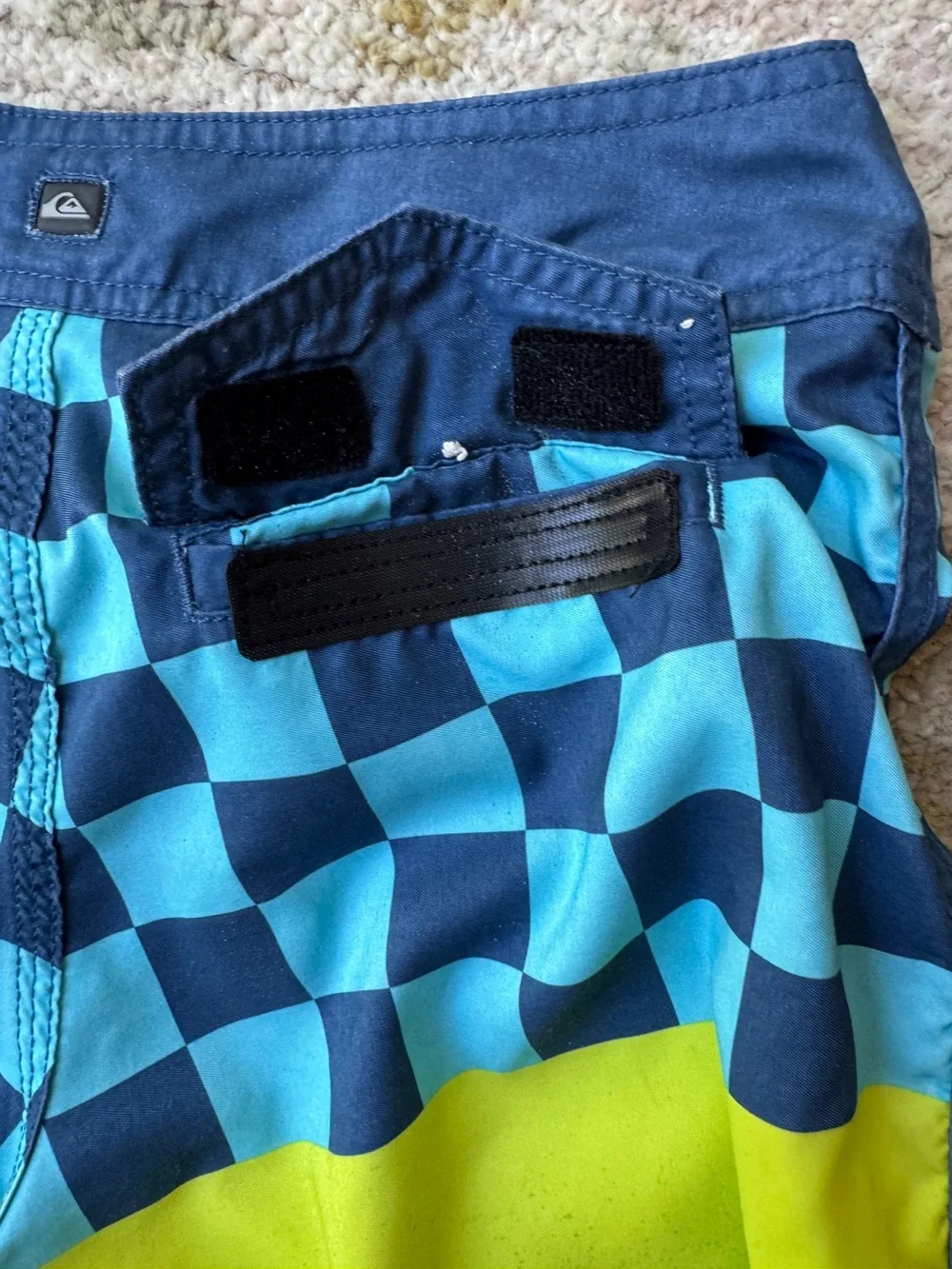 Quiksilver Boys Blue & Lime Checkerboard Boardshorts